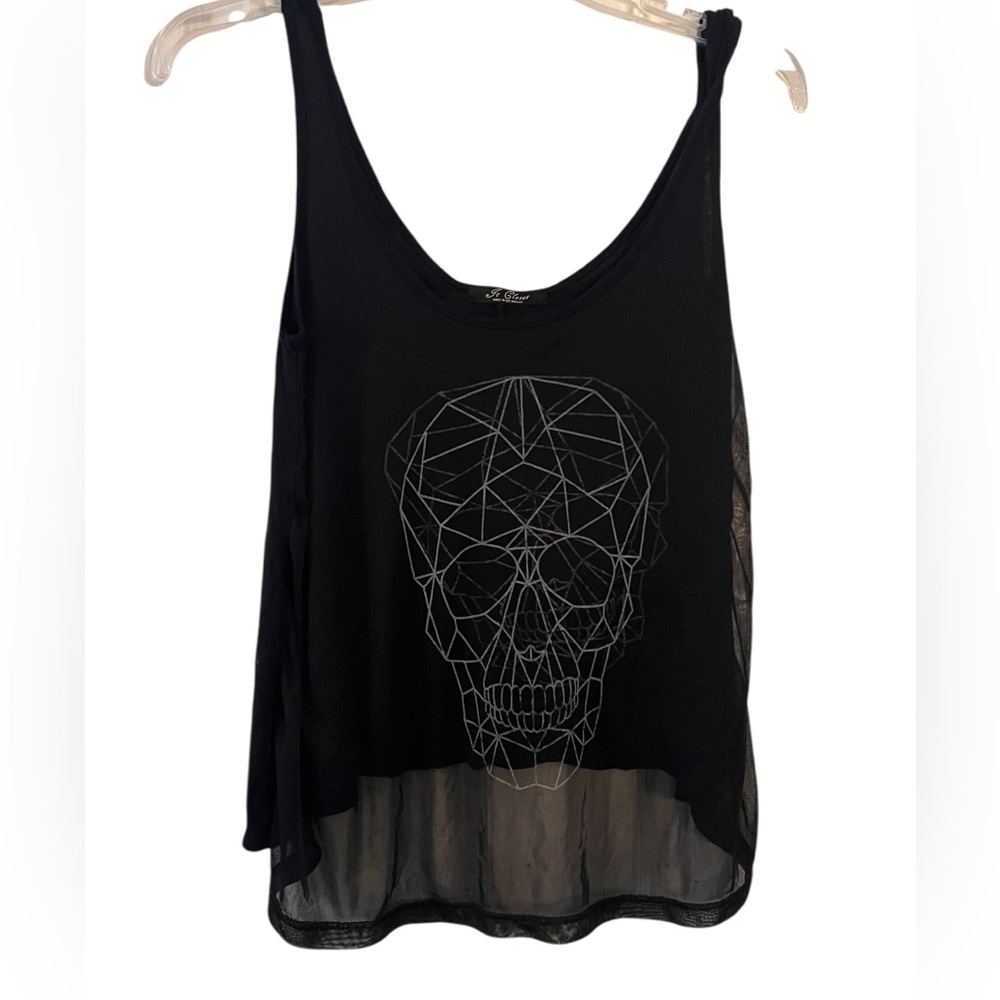 Vintage IT CLOSET Black Skull Spider Sheer  Tank Top 30”. X 24” S